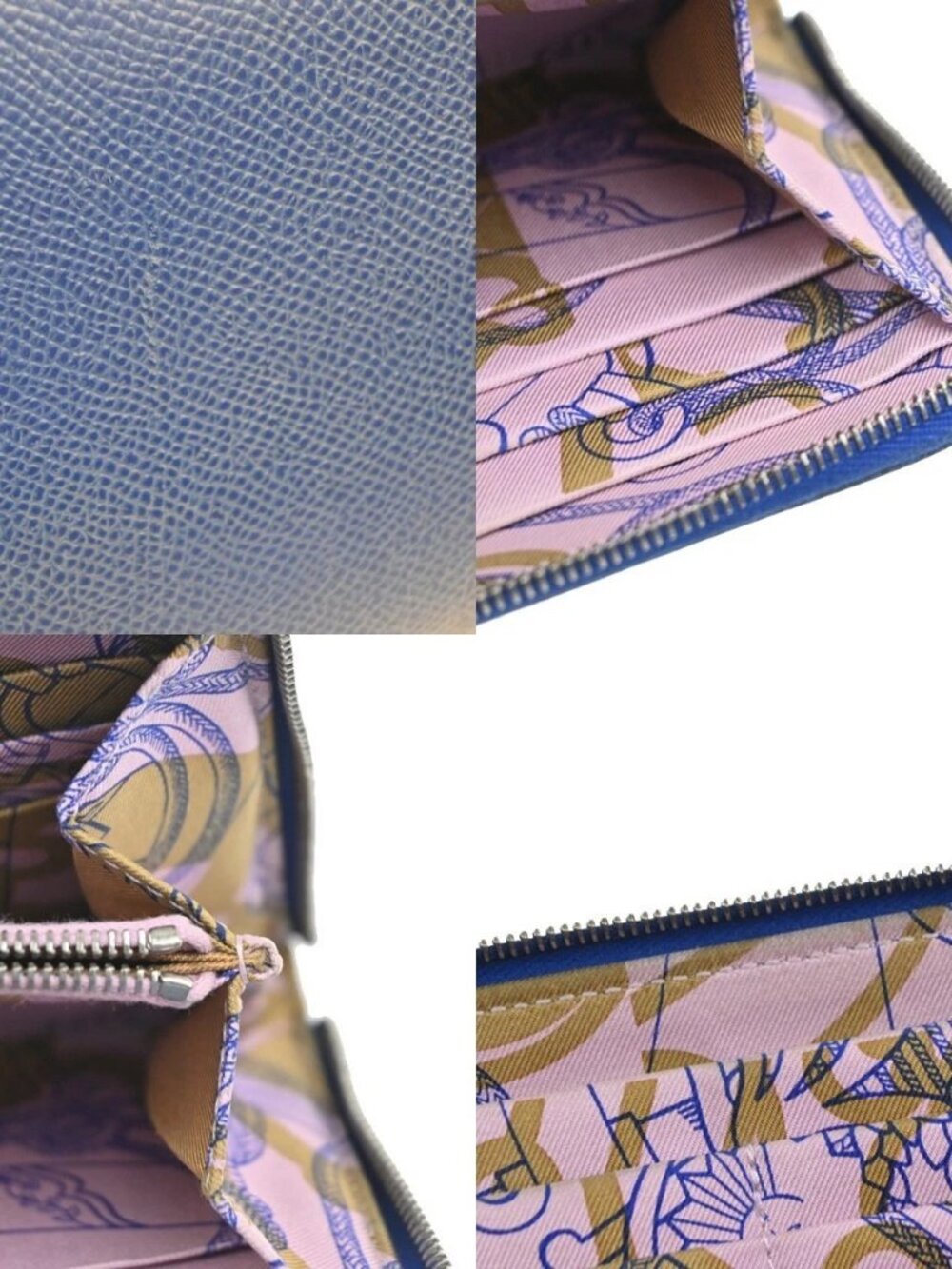 HERMES Azap Silk In Zip Around Long Wallet Epsom Leather Blue SHW France 38RL950 - Picture 15 of 16